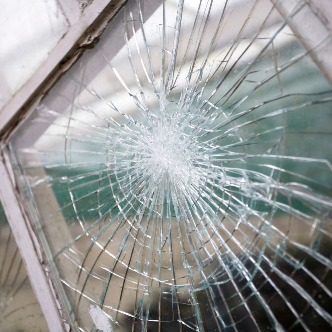 Damaged pane of glass in Brent